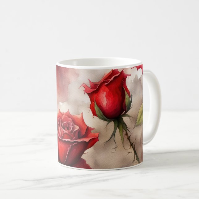 Caneca De Café Red Rose Valentine or Thank You (Frente Esquerda)