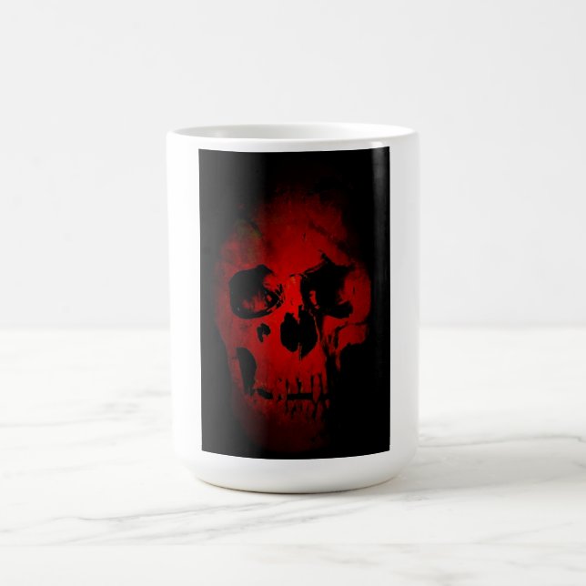 Caneca De Café Red Skeleton Fantasy Art Heavy Metal (Centro)