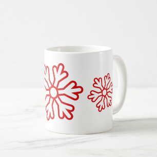 Caneca De Café Red Snowflakes White