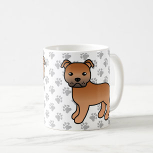 Caneca De Café Red Staffordshire Bull Terrier Cute Cartoon