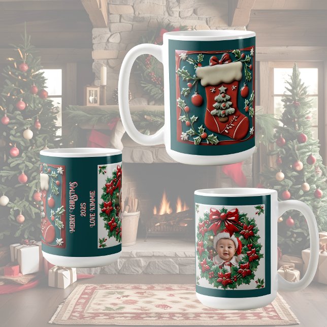 Caneca De Café Red Stocks Natal Personalizável (Criador carregado)