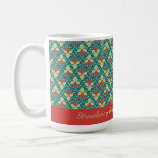Caneca De Café Red Strawberry fruit, blossoms and runners