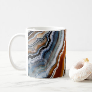 Caneca De Café Red Terracotta White Black Blue Agate Geode