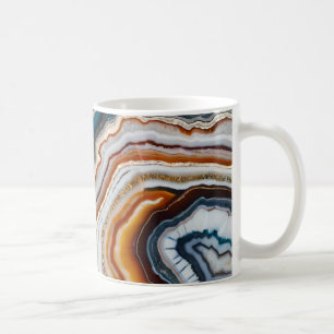 Caneca De Café Red Terracotta White Black Blue Agate Geode