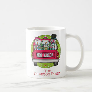 Caneca De Café Red Truck Christmas Snowmen Nome Chocolate Quente