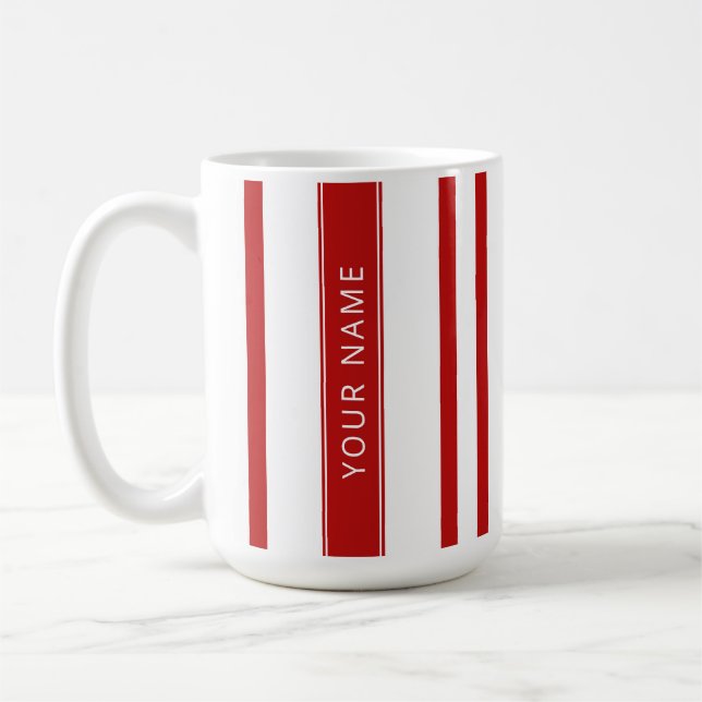 Caneca De Café Red Vertical Stripes com o seu nome Mug (Esquerda)