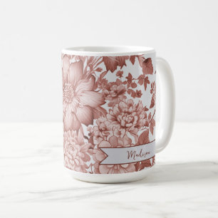Caneca De Café Red Vintage Chinoiserie Floral Personalizado