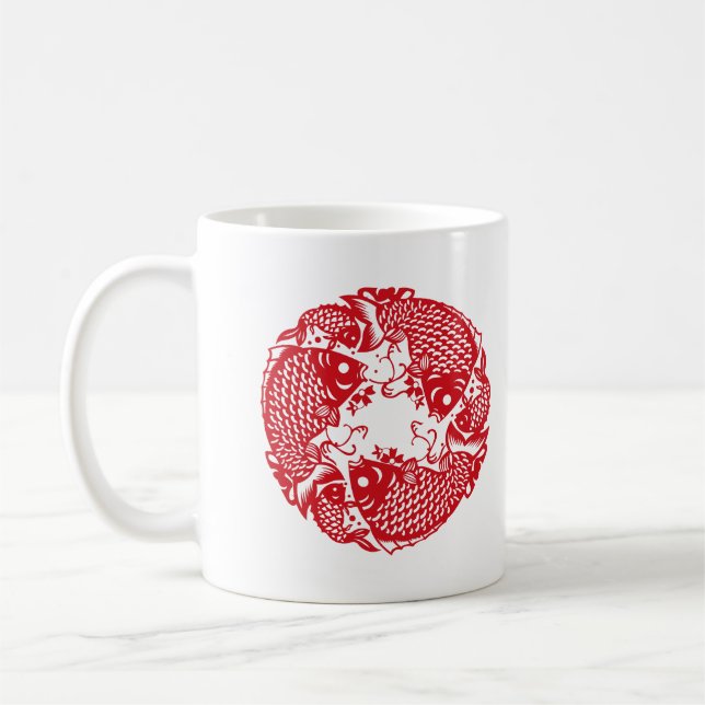 Caneca De Café Red Whirling Koi Carp Fish Group Mug 1 (Esquerda)