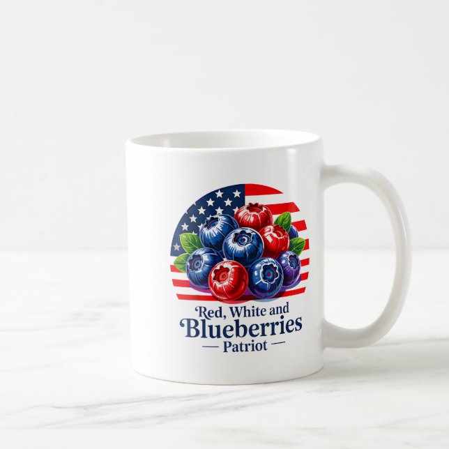 Caneca De Café Red White And Blueberries Christian Patriotic  (Direita)