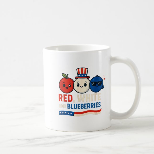 Caneca De Café Red, White And Blueberries Patriot Cute Cartoon De (Direita)