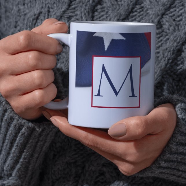 Caneca De Café Red White Blue American Flag Monogram (Red White Blue American Flag Monogram Coffee Mug)