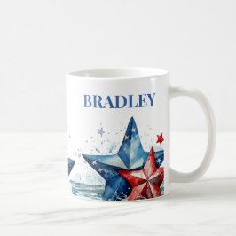 Caneca De Café Red White Blue Patriotic Monogram