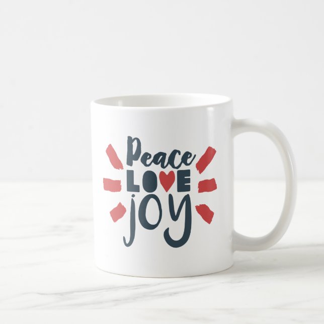 Caneca De Café Red White Blue Peace Love Joy Gift Mug (Direita)