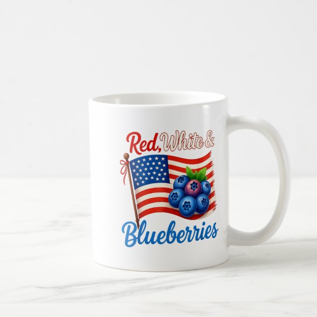 Caneca De Café Red White Blueberries Funny Patriotic Usa Flag Vin (Direita)