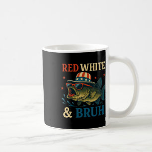 Caneca De Café Red White Bruh Funny Patriótico Fish Usa 4 De Julh
