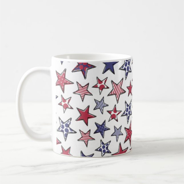 Caneca De Café Red White e Blue Stars América Patriótica  (Esquerda)