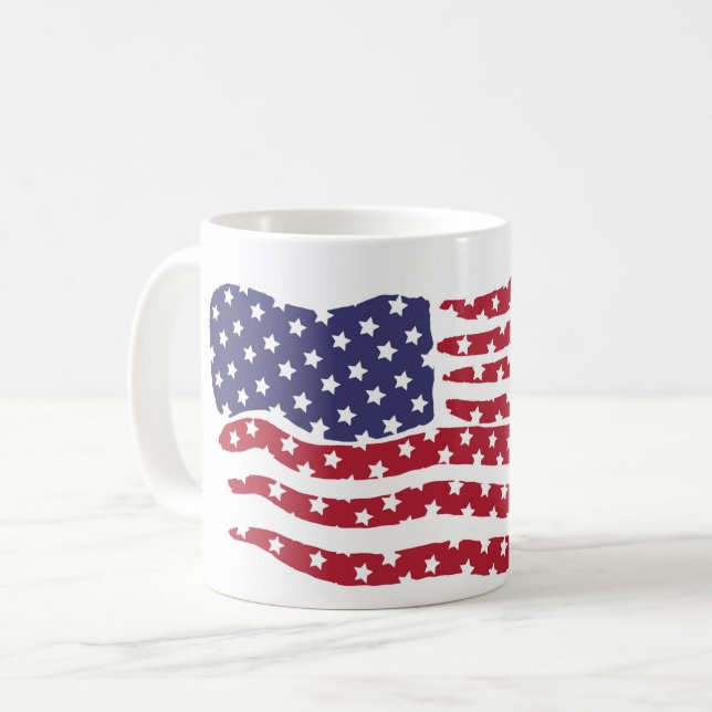 Caneca De Café Red White Flag Design Coffee Mug (Frente Esquerda)
