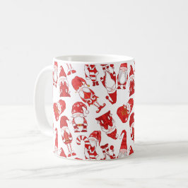 Caneca De Café Red & White Whimsical Christmas Gnome Pattern
