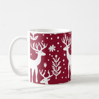 Caneca De Café Red & White Winter Wonderland Reindeer Mug
