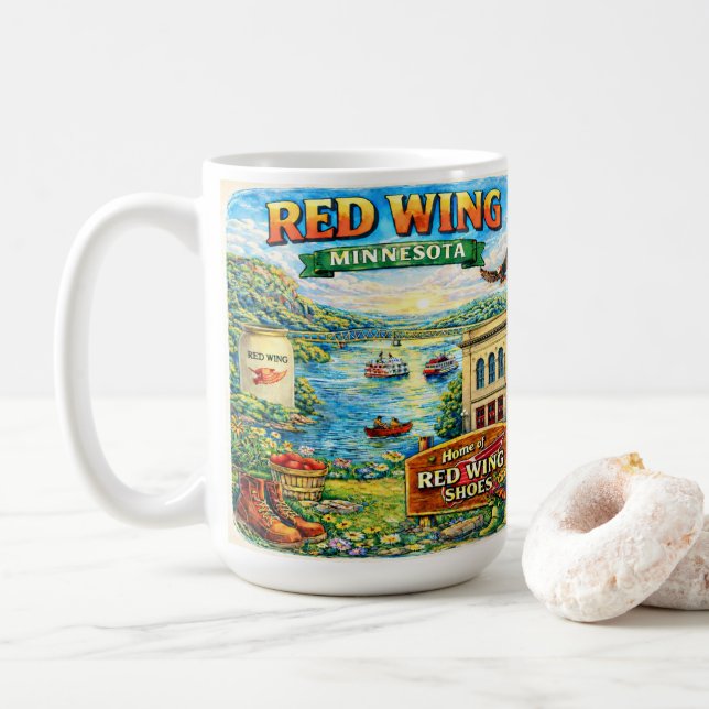 Caneca De Café Red Wing, Minnesota Souvenir Gift Latte Mug (Com Donut)