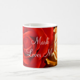Caneca De Café Red Yellow Rose Namorados I Mug