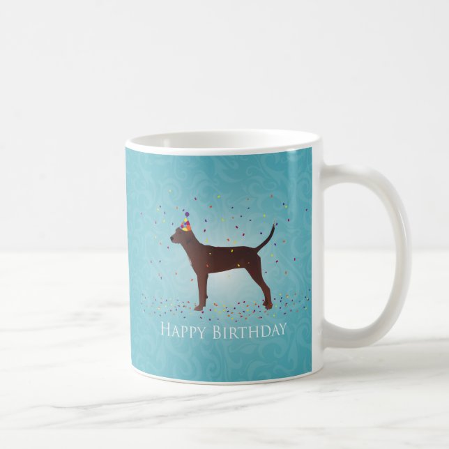 Caneca De Café Redbone Coonhound Happy Birthday Design (Direita)