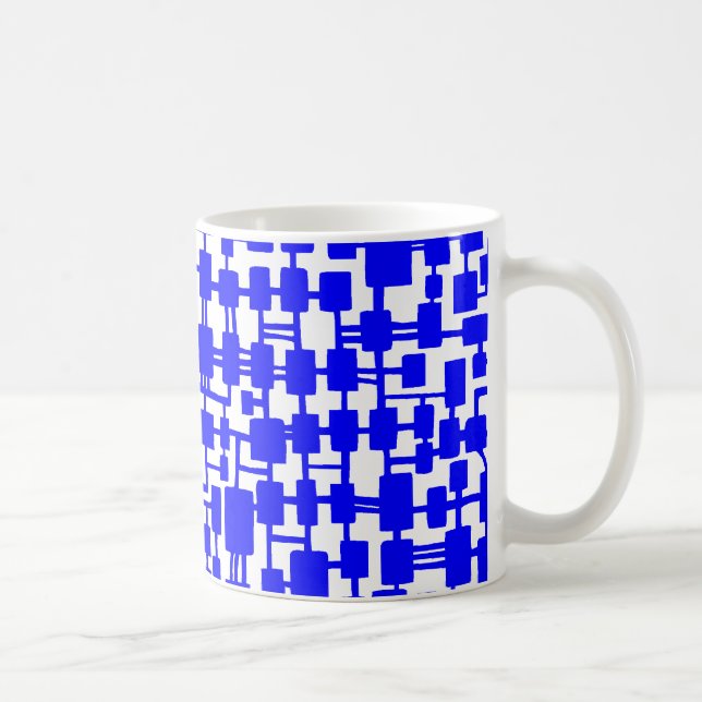 Caneca De Café Rede abstrato - Azul em Vermelho (Direita)