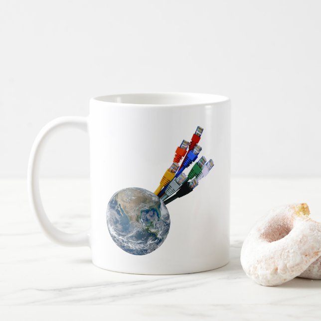 Caneca De Café Rede Ethernet conectada à Terra (Com Donut)