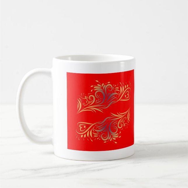 Caneca De Café Redemoinho de brilho dourado elementos de rabisco  (Esquerda)