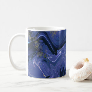 Caneca De Café Redemoinho de Galáxia Azul Padrão Cósmico Abstrato