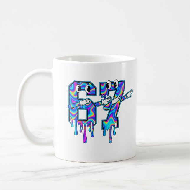 Caneca De Café Redemoinho Seis Sete Dab Gotejamento 6 7 Meme Dab, (Esquerda)