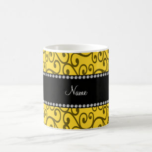 Caneca De Café Redemoinhos conhecidos personalizados do amarelo