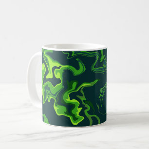 Caneca De Café Redemoinhos de Fluido Verde Abstrato
