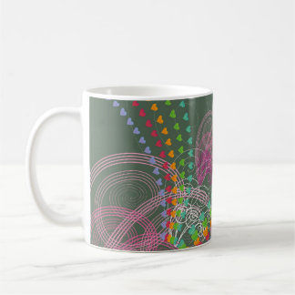 Caneca De Café Redemoinhos do rosa dos corações do arco-íris