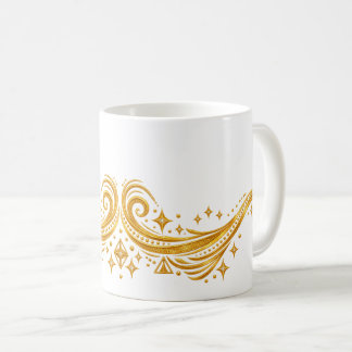 Caneca De Café Redemoinhos e Estrelas Galácticas Dourados