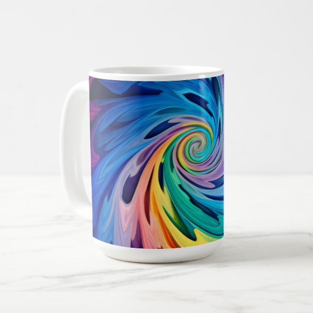Caneca De Café Redemoinhos Multicoloridos (Frente Esquerda)
