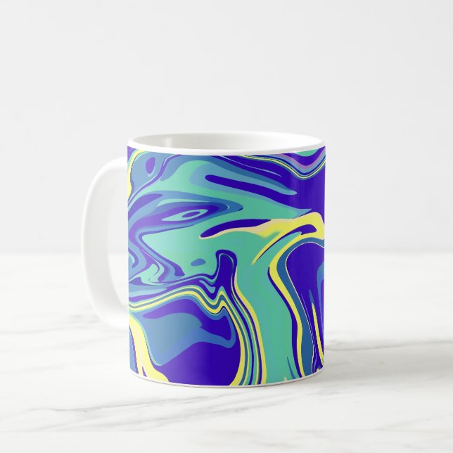 Caneca De Café Redemoinhos Oceânicos Abstratos (Frente Esquerda)