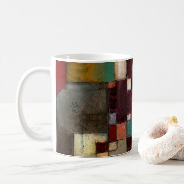 Caneca De Café Redgreen e ritmos violeta-amarelos, Paul Klee Art (Com Donut)