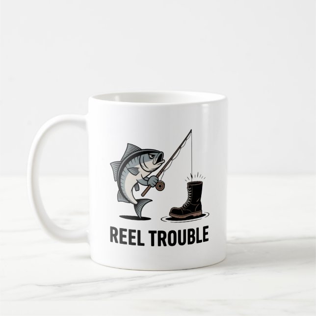 Caneca De Café Reel Trouble Mug – Funny Fishing Gift for Anglers  (Esquerda)