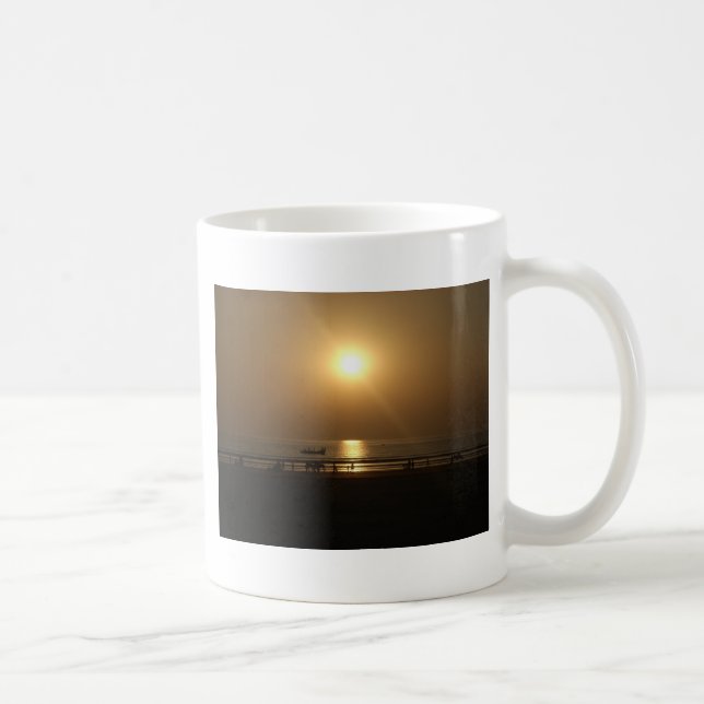 Caneca De Café Reflexão Sunset no Verão ouro na Praia (Direita)