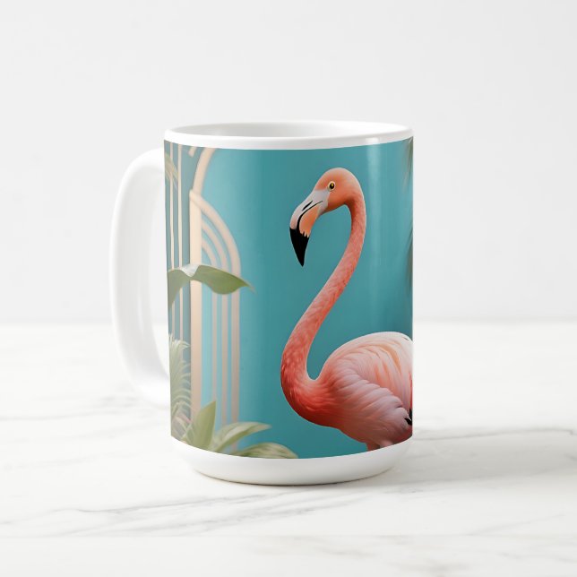 Caneca De Café Reflexão Tropical do Flamingo (Frente Esquerda)