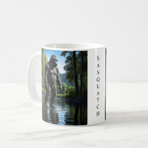 Caneca De Café Reflexo do Pé Grande Musculoso na Água