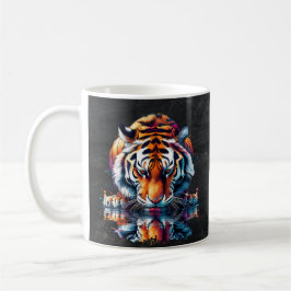 Caneca De Café Reflexo do Tigre Bebendo Água