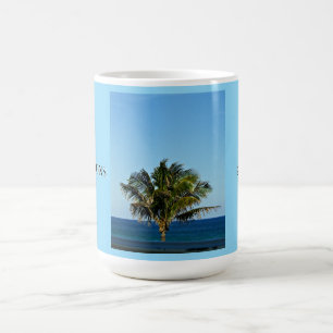 Caneca De Café Reflexos da Palmeira Oceânica Nome da Família e
