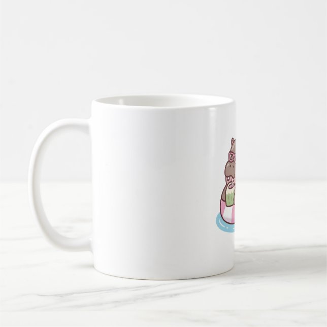 Caneca De Café Refrigeração De Hippo Em Coco De Bebendo Flutuante (Esquerda)