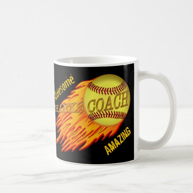 Caneca De Café Refrigere TREINADOR que flamejante do SOFTBALL OS (Direita)