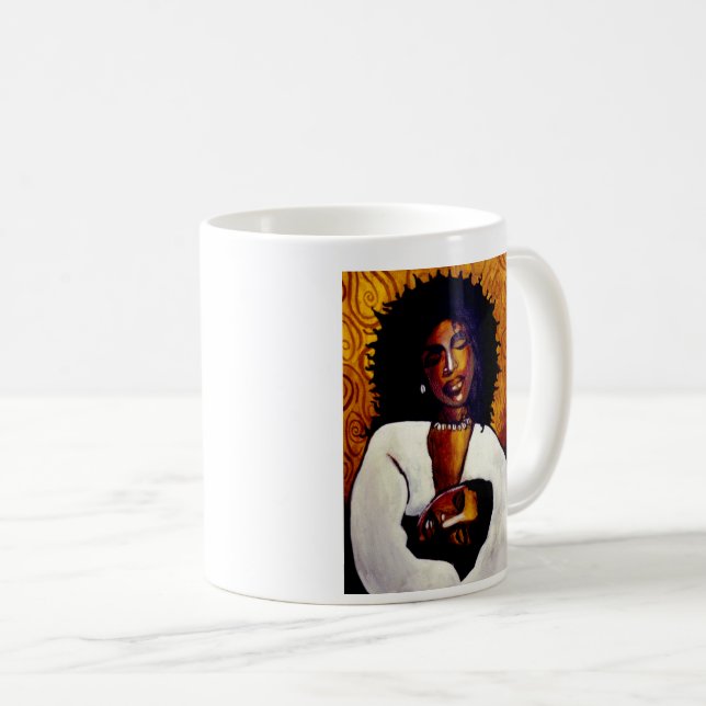 Caneca De Café Refúgio em Seus Braços | Arte Negra Afrocentrada (Frente Esquerda)