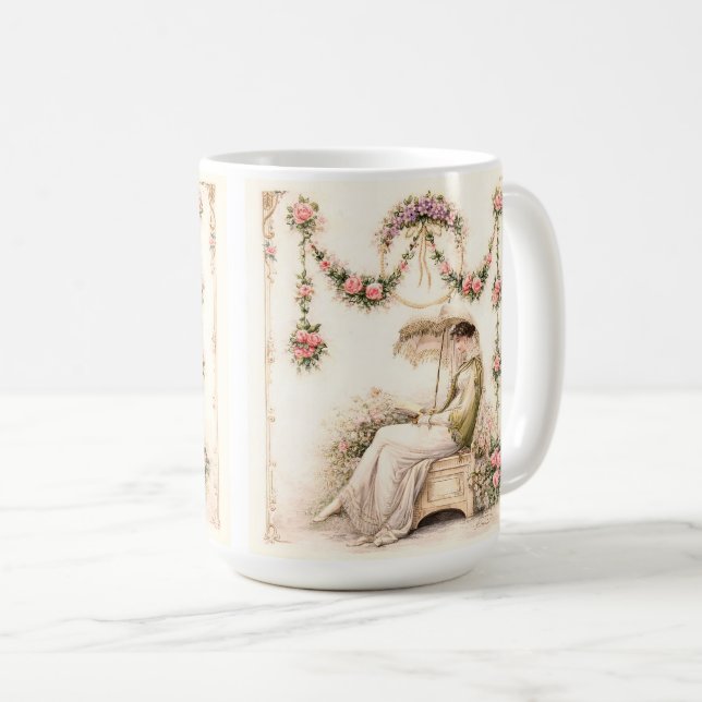 Caneca De Café Regency Rose Garden Reading Lady (Frente Esquerda)