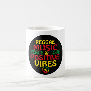 Caneca De Café Reggae design com aspas positivas e sinalizador re