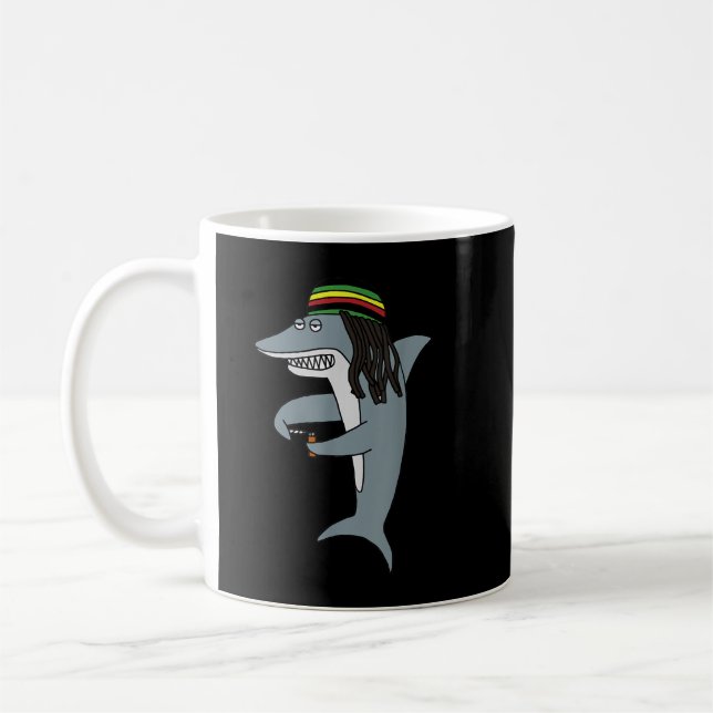 Caneca De Café Reggae Shark Funny Dreadlock Rasta (Esquerda)